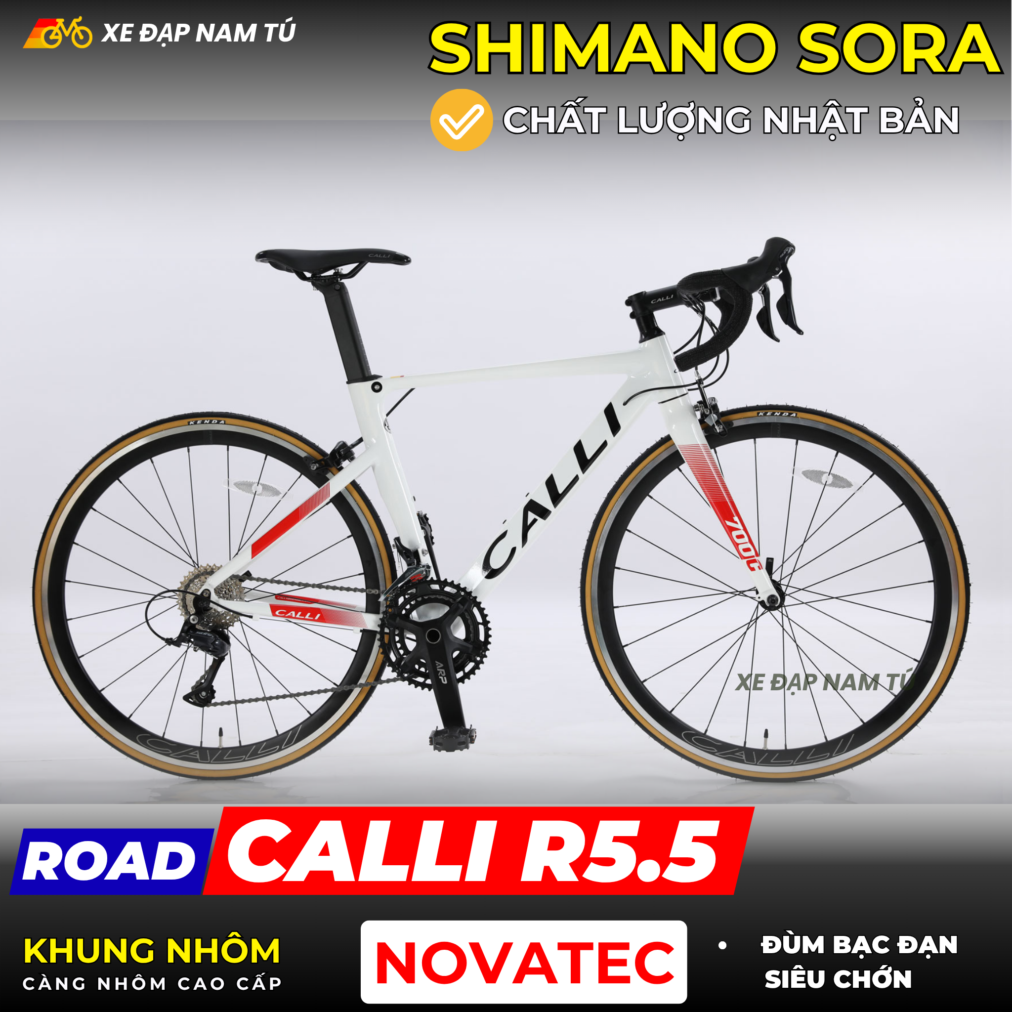 XE ĐẠP ĐUA CALLI KHUNG SƯỜN NHÔM, TAY ĐỀ LẮC, SHIMANO SORA 2x9