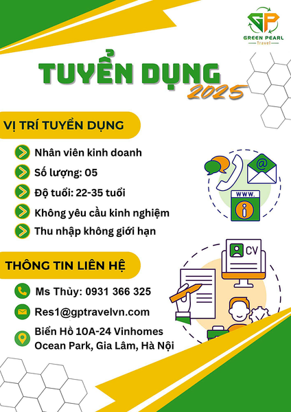 Tuyển dụng Green Pearl Travel 2025