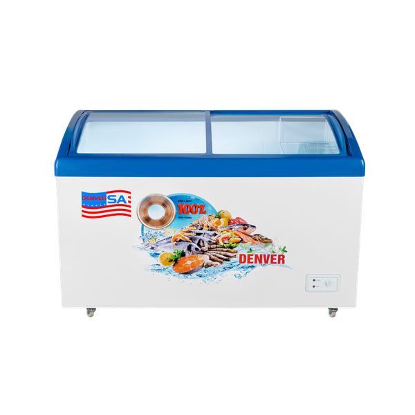 Denver AS 559K – mặt kính cường lực sang trọng, trưng bày đẹp mắt – phù hợp với siêu thị mini, cửa hàng thực phẩm đông lạnh