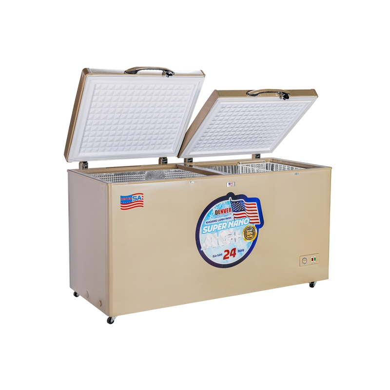 Thiết kế tủ đông Denver AS 950MDI – lòng chống dính dễ vệ sinh, 2 cánh vali giữ nhiệt hiệu quả.