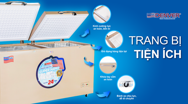 Trang bị tiện ích – Kính cường lực, bánh xe, giỏ đựng, khoá tay cầm