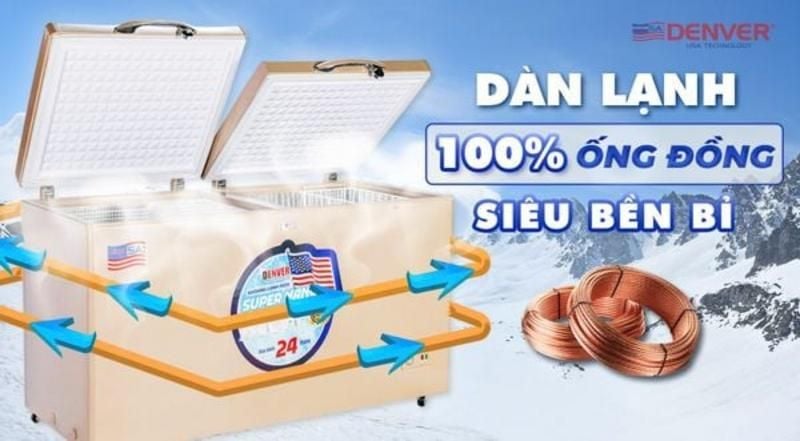 Ưu tiên loại tủ đông có dàn lạnh 100% ống đồng giúp làm lạnh sâu và nâng cao độ bền