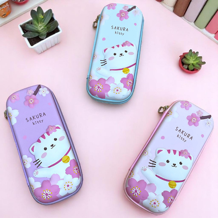 Hộp Bút 3D Hình Mèo Sakura Chất Liệu Nhựa