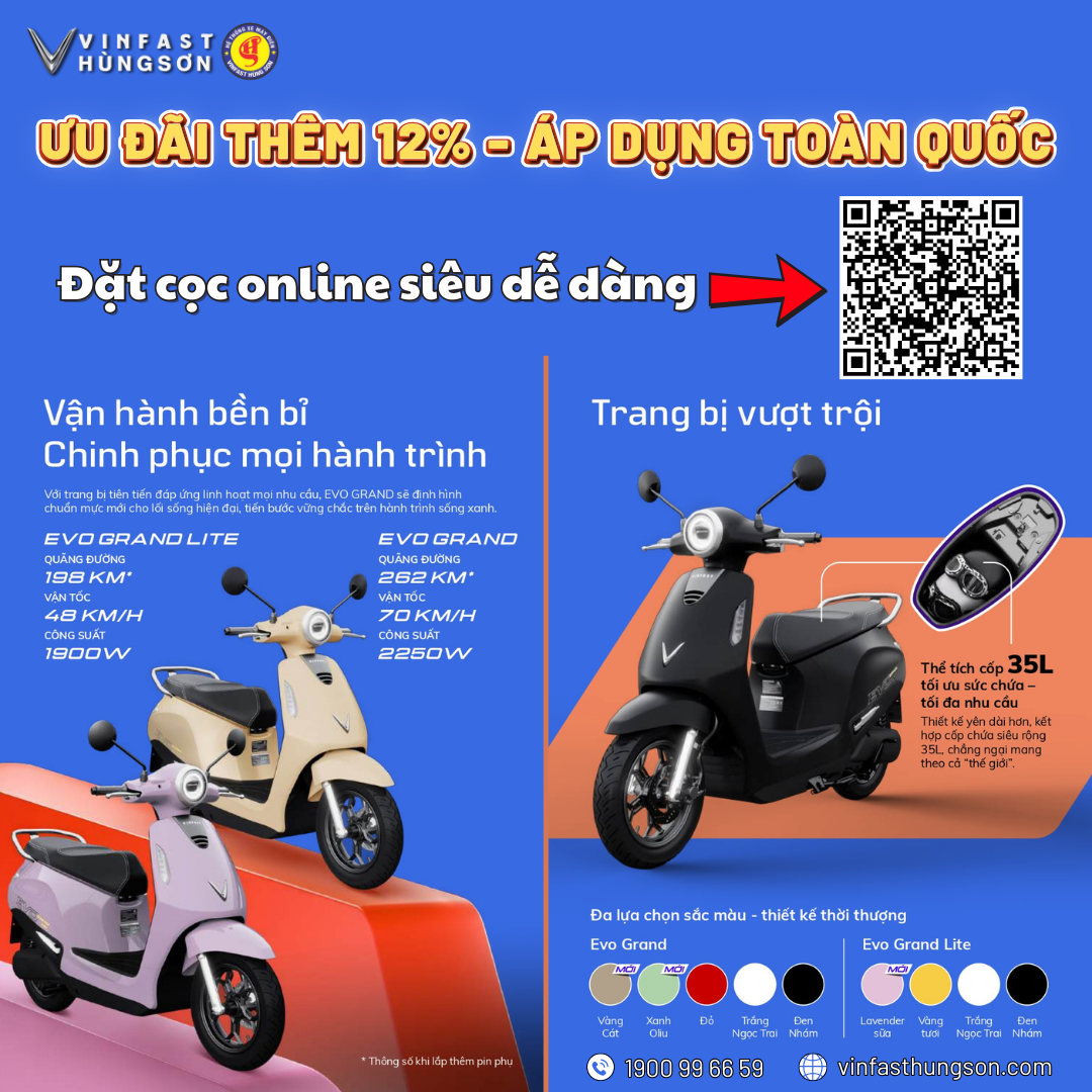 🔥 TIN SỐT DẺO: VINFAST TRIỂN KHAI CHƯƠNG TRÌNH CHUYỂN ĐỔI XANH TOÀN QUỐC – ƯU ĐÃI 12% GIÁ TRỊ TẤT CẢ DÒNG XE MÁY ĐIỆN!