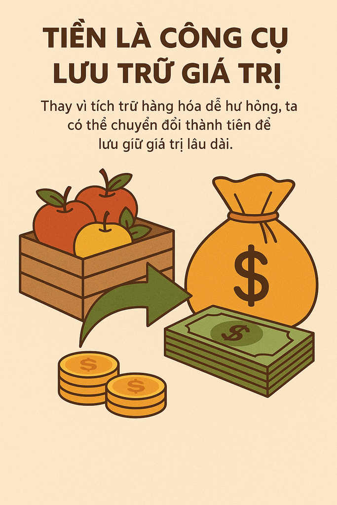 Tiền là công cụ lưu trữ giá trị
