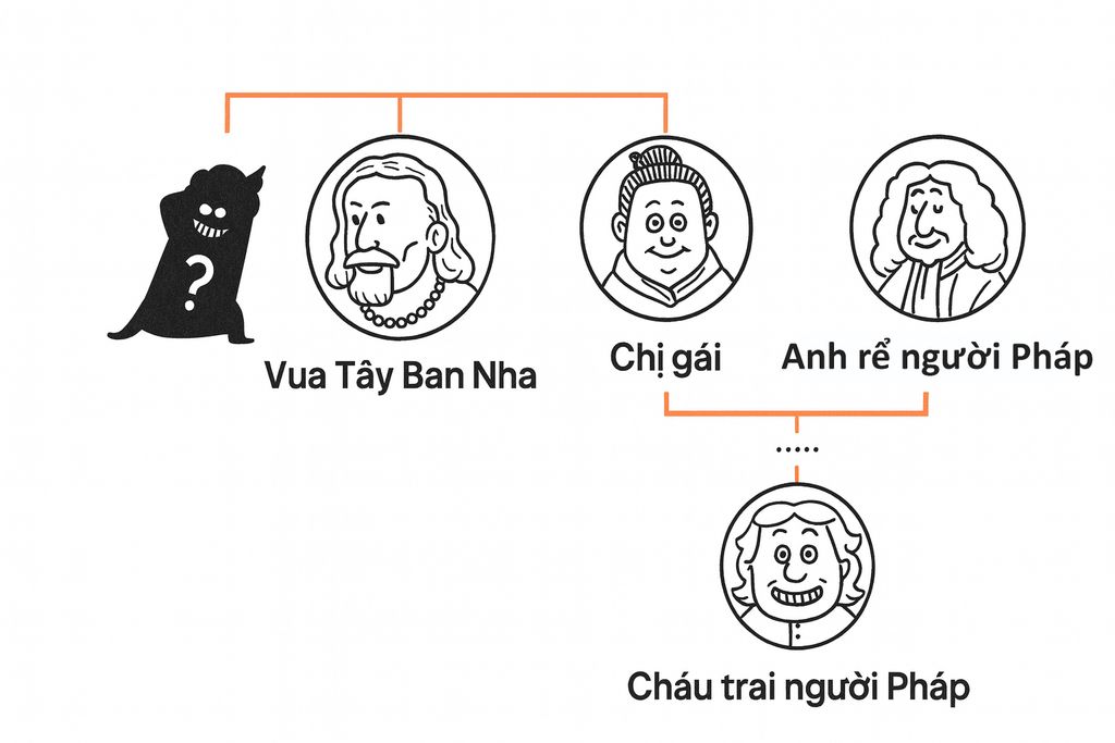 Sơ đồ mối quan hệ giữa Tây Ban Nha và Pháp lúc bấy giờ