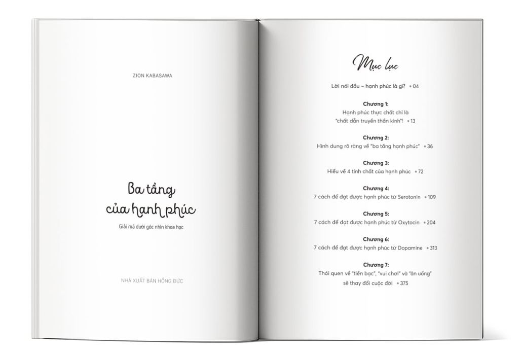 Mục lục của cuốn sách Ba tầng của hạnh phúc – Giải mã dưới góc nhìn khoa học