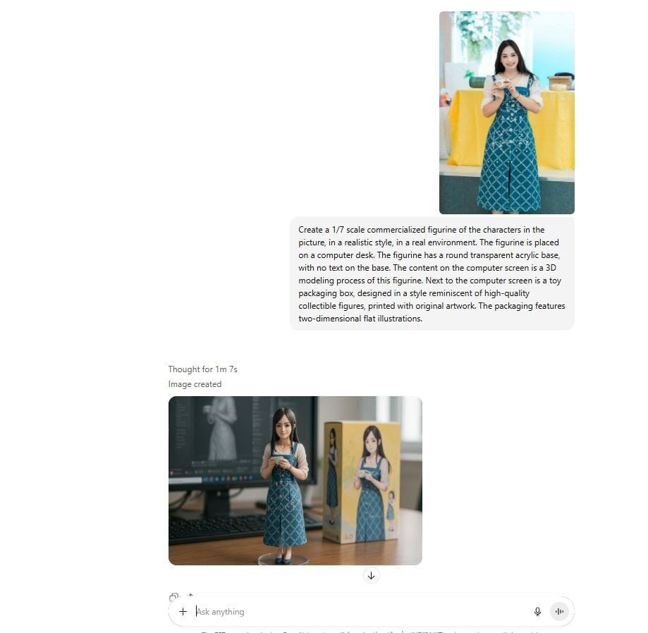 Bức ảnh 3D do ChatGPT tạo từ tấm ảnh gốc bạn tải lên