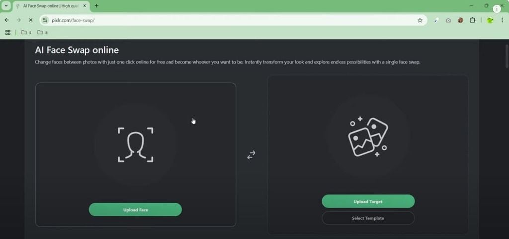 Tải ảnh gốc lên khung bên phải và ảnh khuôn mặt bạn muốn sử dụng làm khuôn mặt trong ảnh Chibi lên khung bên trái