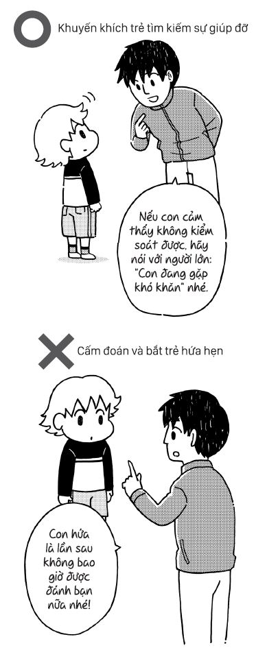 Hướng dẫn trẻ tìm kiếm sự trợ giúp khi bị kích động để tránh xảy ra tình trạng trẻ đánh bạn