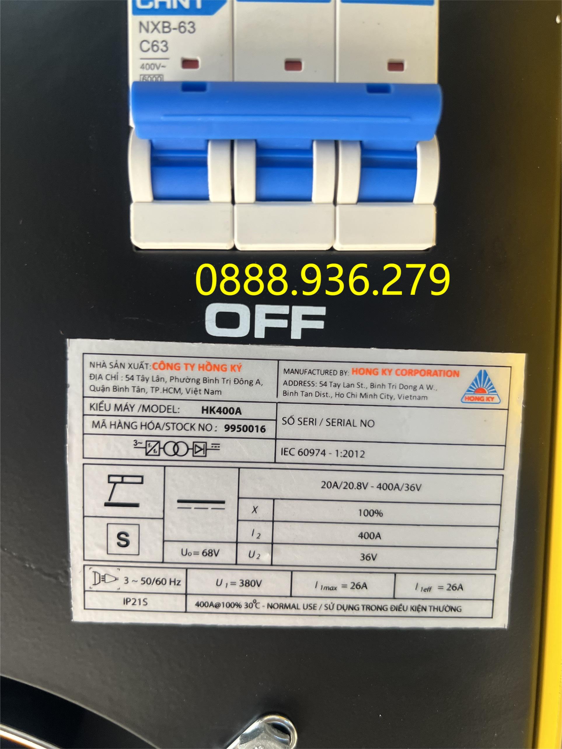 Máy hàn que inverter Hồng Ký HK400A 400A 3 pha công nghiệp