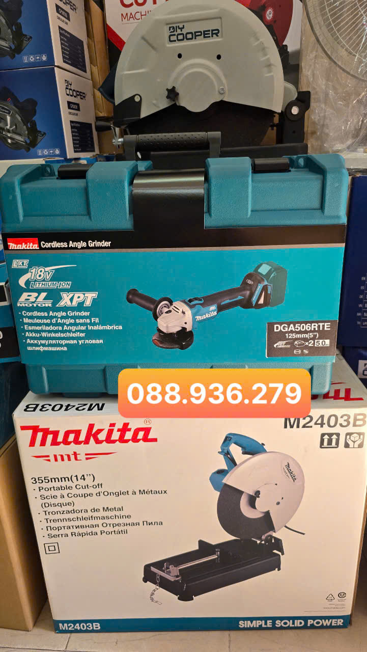 Máy mài góc Makita DGA506Z 18V LXT fullbox chính hãng – thân máy, phụ kiện theo hộp