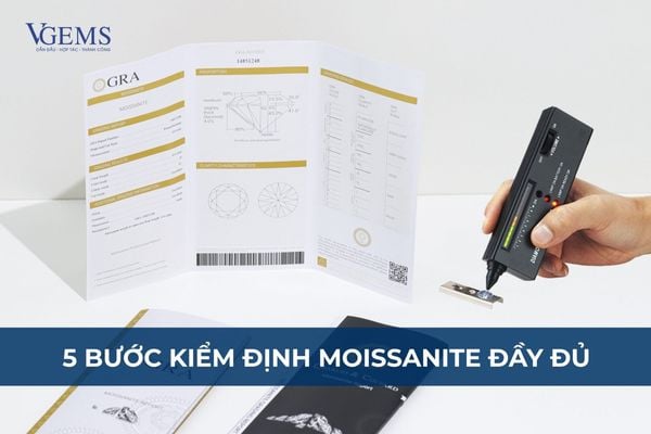 HƯỚNG DẪN 5 BƯỚC KIỂM ĐỊNH MOISSANITE ĐẦY ĐỦ CHO NGƯỜI MỚI BẮT ĐẦU