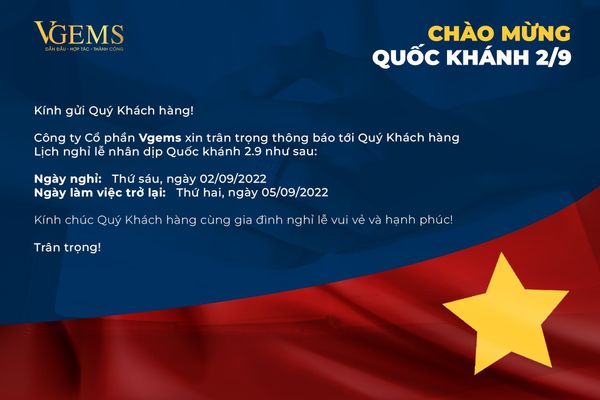 THÔNG BÁO LỊCH NGHỈ ĐẠI LỄ QUỐC KHÁNH 02/09/2022
