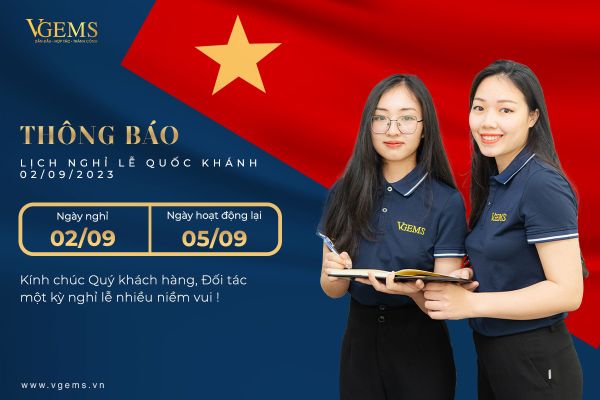 VGEMS THÔNG BÁO LỊCH NGHỈ ĐẠI LỄ QUỐC KHÁNH 02/09/2023