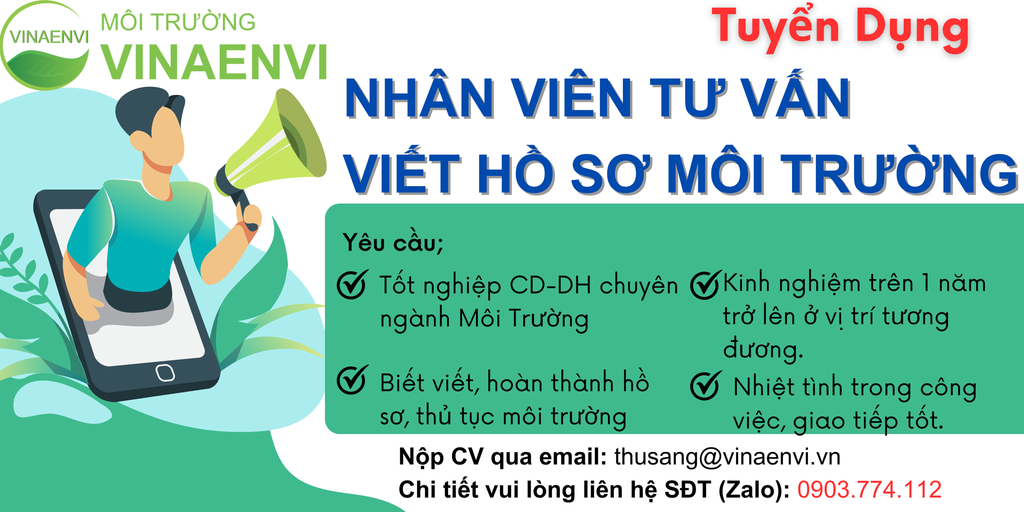 Tuyển Dụng Nhân Viên Tư Vấn - Viết Hồ Sơ Môi Trường