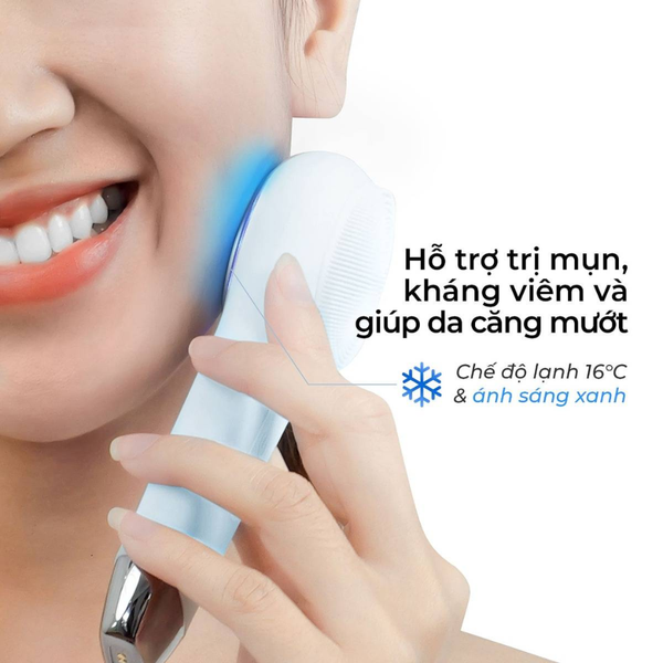 Máy Rửa Mặt Massage Tích Hợp Liệu Pháp Ánh Sáng và Nhiệt Halio Multi-task Cleansing & Massaging Device with Red Blue Light Therapy 5 in 1 - Ice Blue