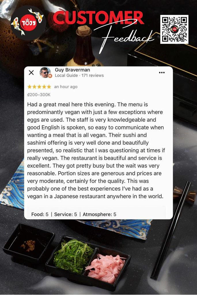 Feedback đáng yêu từ một khách quốc tế tại TOJY