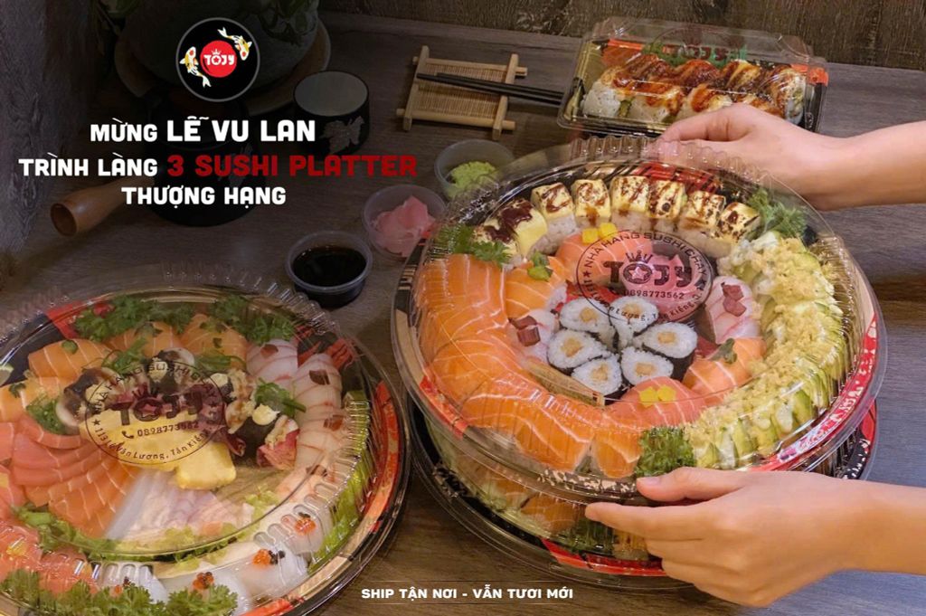🌸 MỪNG LỄ VU LAN – TOJY TRÌNH LÀNG 3 SUSHI PLATTER CHỈ TỪ 299K 🌸