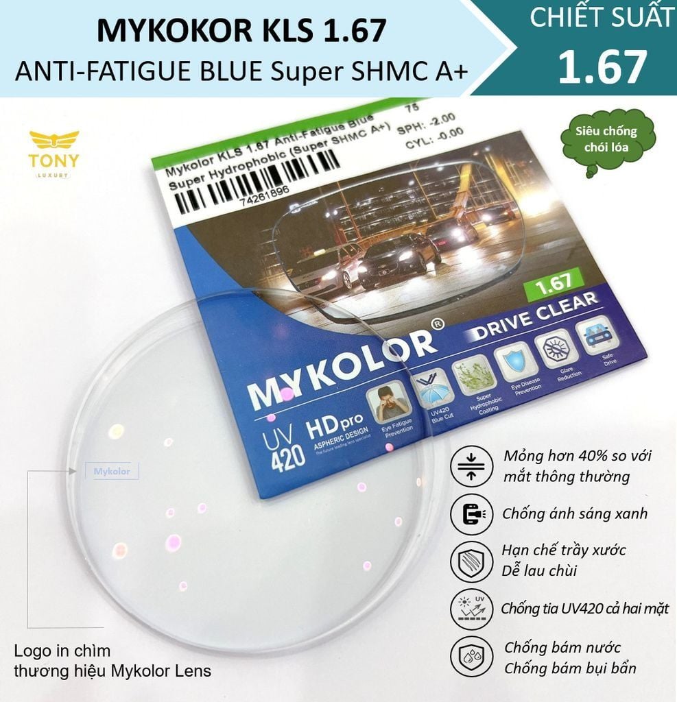 Tròng Kính Mykolor KLS 1.67 Anti-Fatigue Blue: Đỉnh Cao Công Nghệ Bảo Vệ Mắt Từ USA