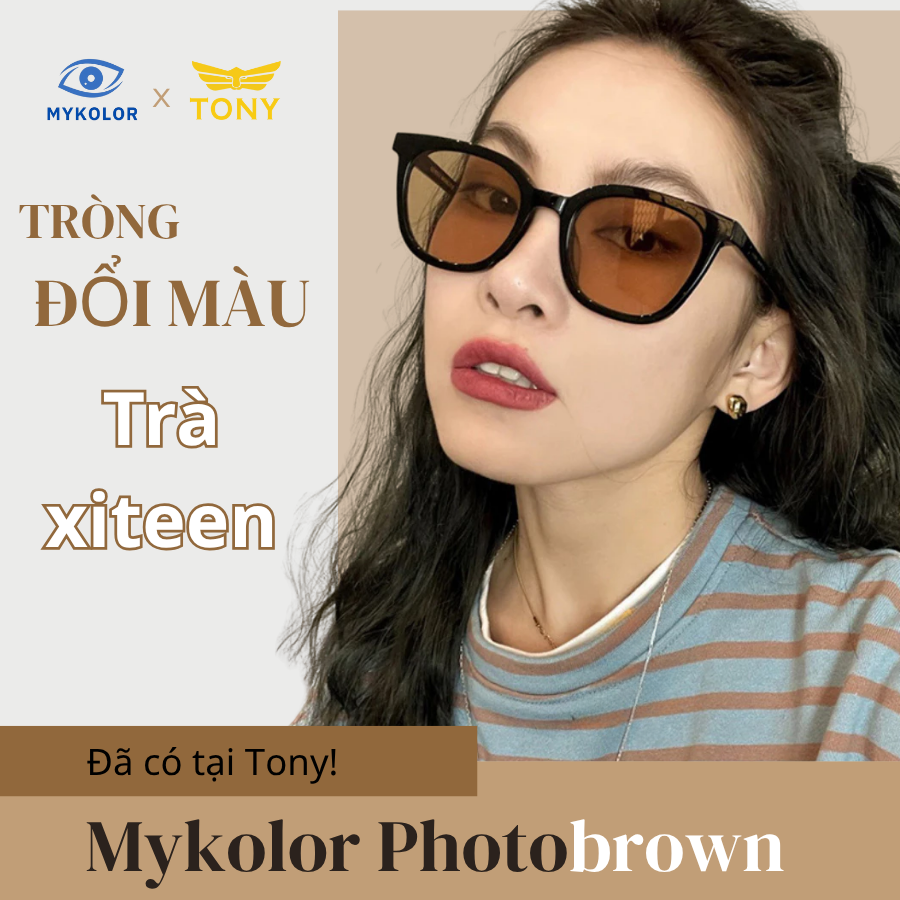 Tròng Kính Đổi Màu Trà MYKOLOR KLOB Photobrown – Thời Trang & Bảo Vệ Mắt Tối Ưu