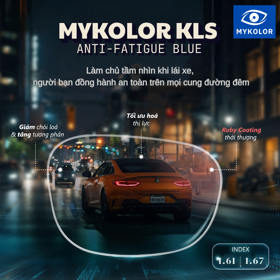 Tròng kính Mykolor KLS Anti-Fatigue Blue – Giải pháp toàn diện cho đôi mắt hiện đại