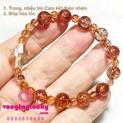 chuỗi mân côi thạch anh tóc đỏ, vòng tay mệnh hỏa, vòng tay công giáo, chuỗi mân côi đá thạch anh