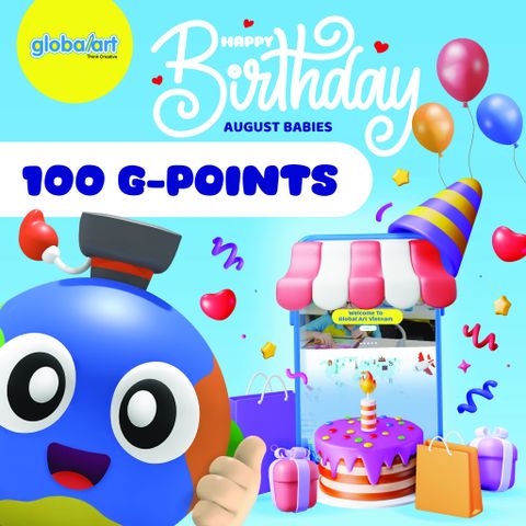 🎂 Chúc mừng sinh nhật học viên tháng 8: Global Art tặng 100 G-Points cho các “nghệ sĩ nhí”!