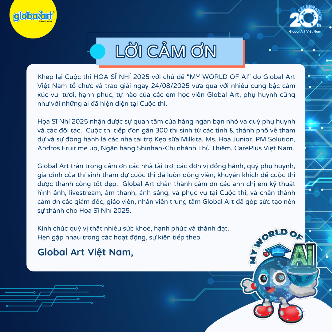 🌟 Lời cảm ơn – Cuộc thi Họa Sĩ Nhí 2025 🌟
