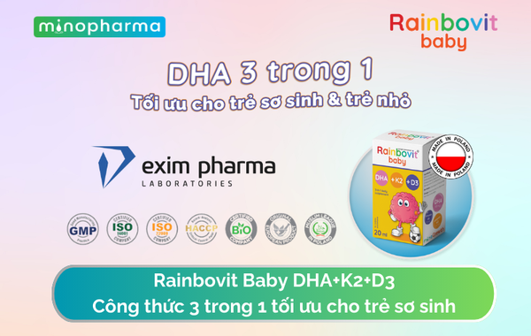 Rainbovit Baby DHA+K2+D3 – Công thức 3 trong 1 tối ưu cho trẻ sơ sinh | Minopharma