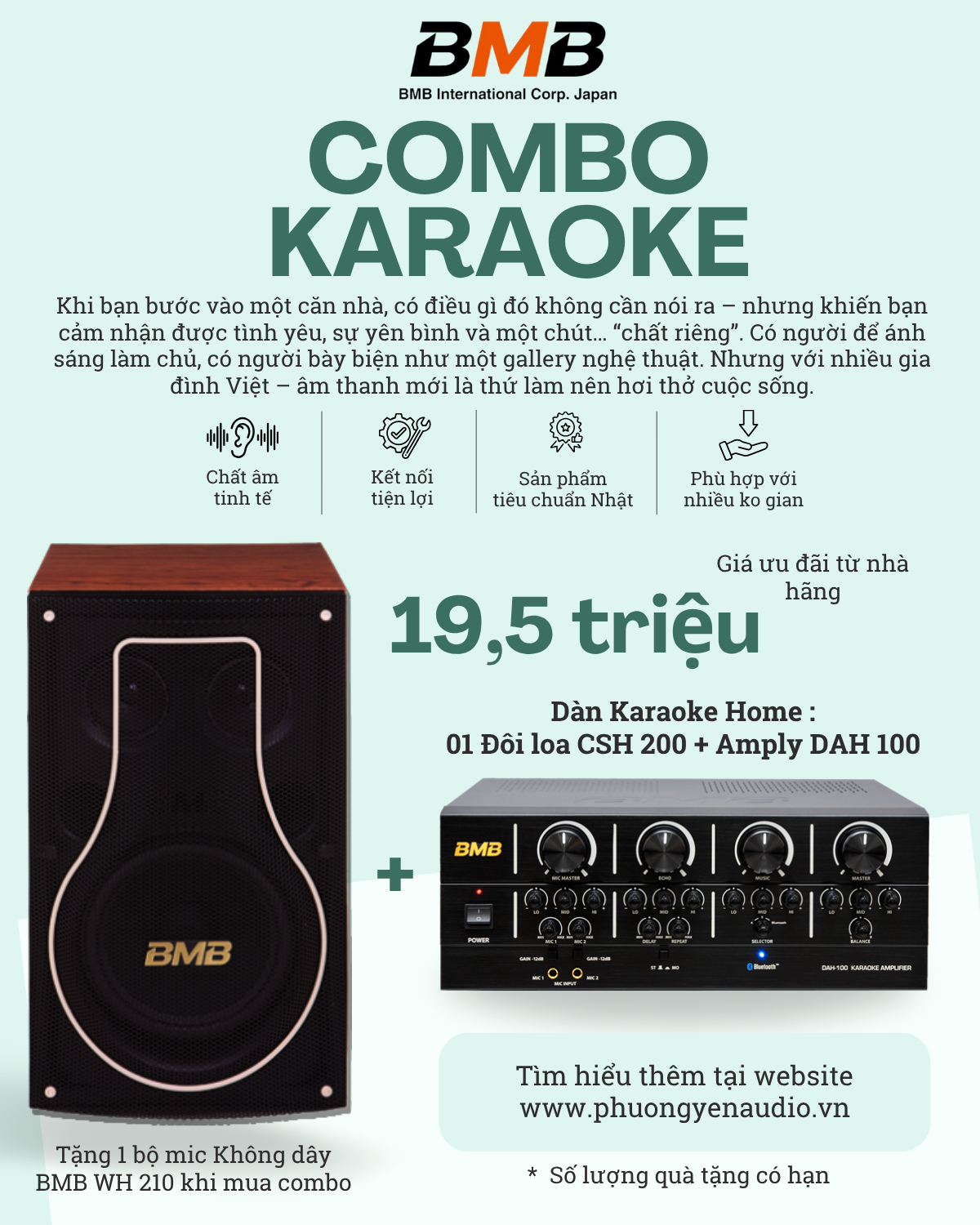 Combo karaoke BMB Home – Hàng Nhật chính hãng, bền, dễ dùng