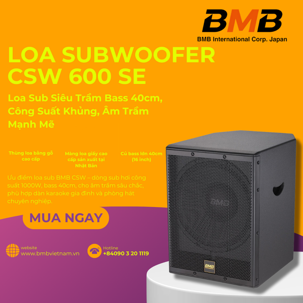 loa sub BMB CSW – dòng sub hơi công suất 1000W, bass 40cm