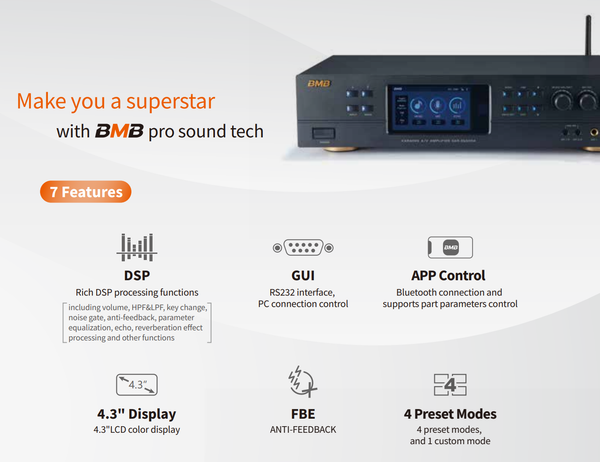 🔊 BMB DAR-350HD2 – Amply Karaoke Công Suất Khủng 350W x2 CH