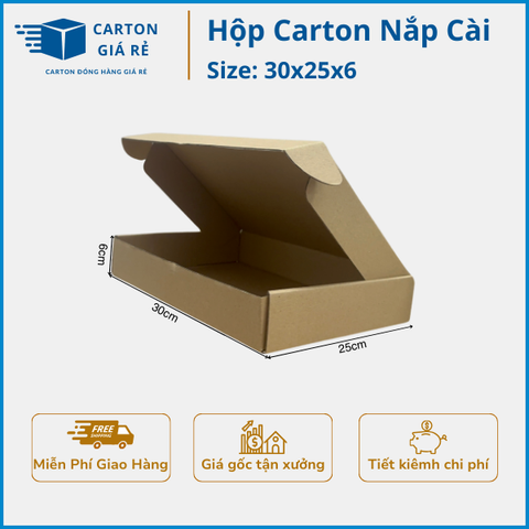 Hộp carton nắp cài 30x25x6