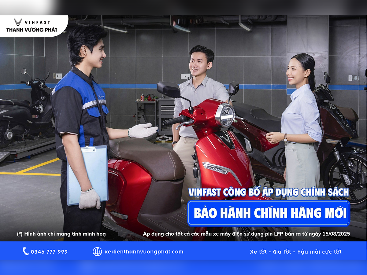 VINFAST BẢO HÀNH CHÍNH HÃNG 6 NĂM CHO XE - 8 NĂM CHO PIN XE MÁY ĐIỆN