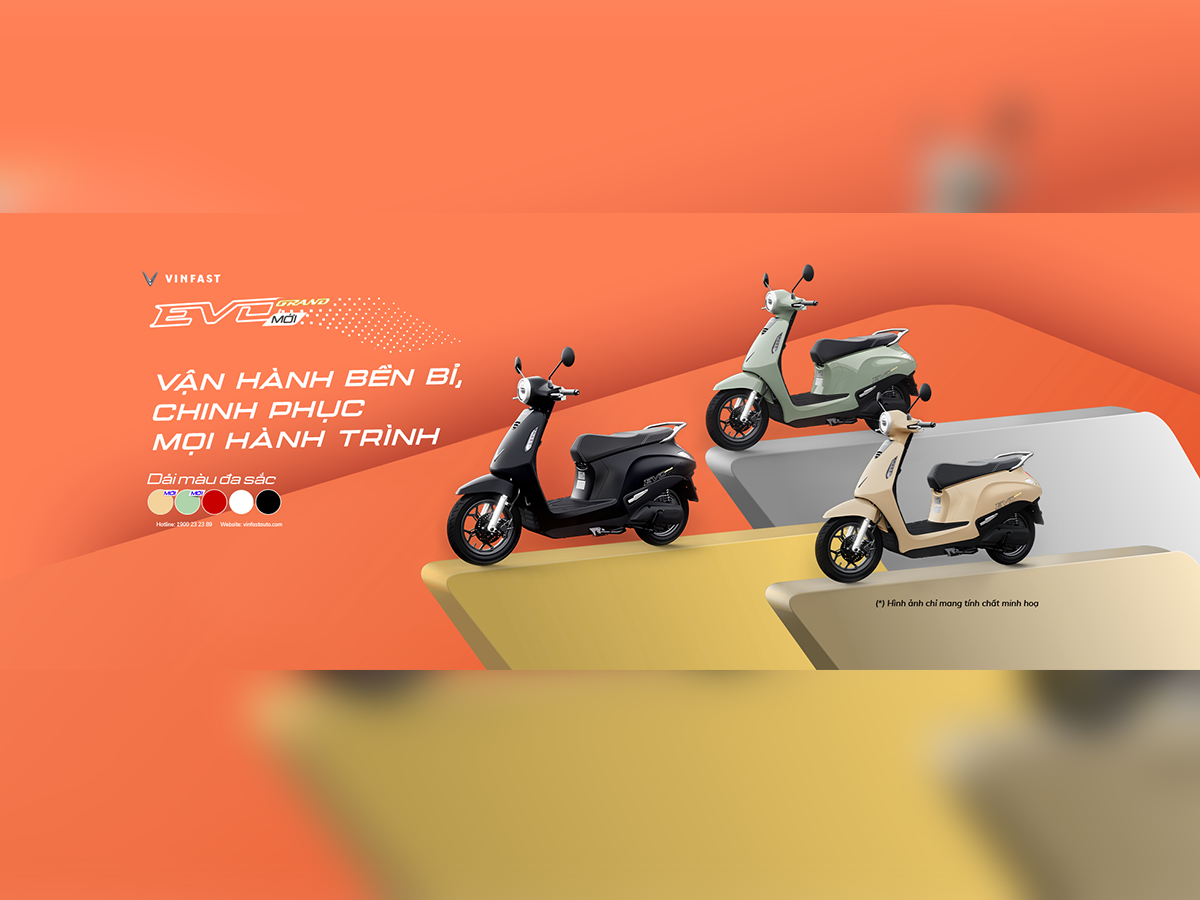 VINFAST RA MẮT XE MÁY ĐIỆN EVO GRAND VỚI 2 PIN CÓ THỂ THÁO RỜI, ĐI ĐƯỢC TỚI 262 KM/LẦN SẠC