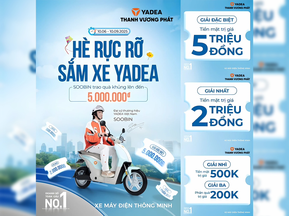 CHÀO HÈ RỰC RỠ CÙNG YADEA – MUA XE, NHẬN QUÀ LÊN ĐẾN 5 TRIỆU ĐỒNG!