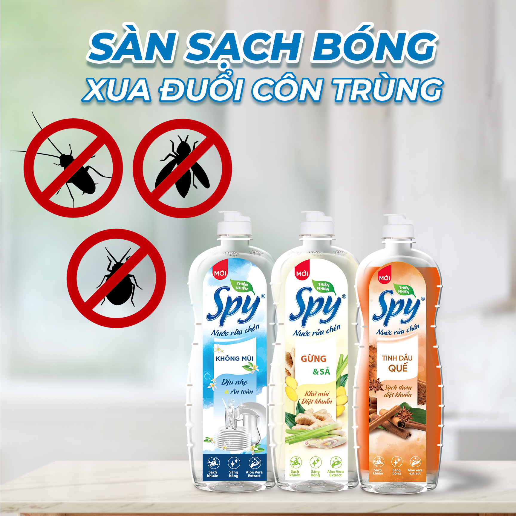 Sàn sạch bóng, xua đuổi côn trùng 
