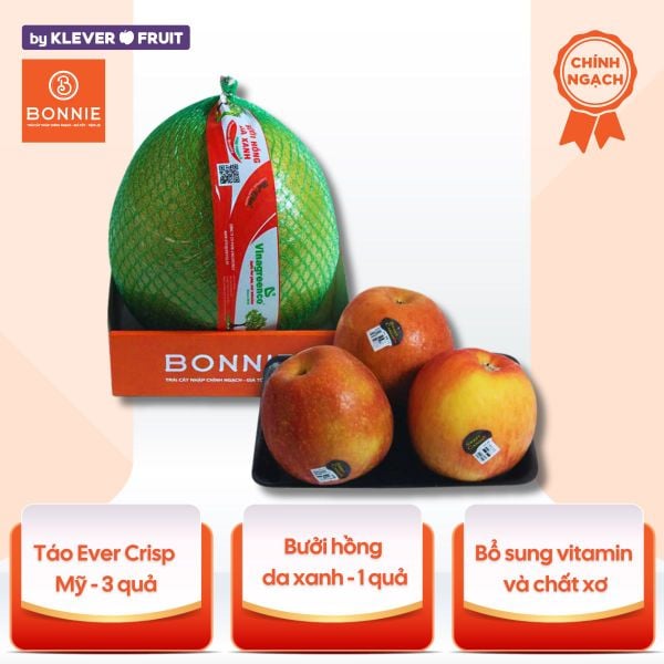 Combo Bưởi Hồng Da Xanh - Táo Ever Crisp Mỹ – Trái Cây Nhập Khẩu Tươi Ngon Cho Gia Đình Việt