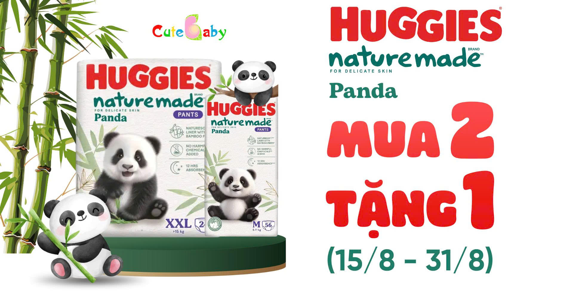 Siêu Ưu đãi Ra mắt Huggies Naturemade Panda độc quyền tại CuteBaby (Hải Phòng)