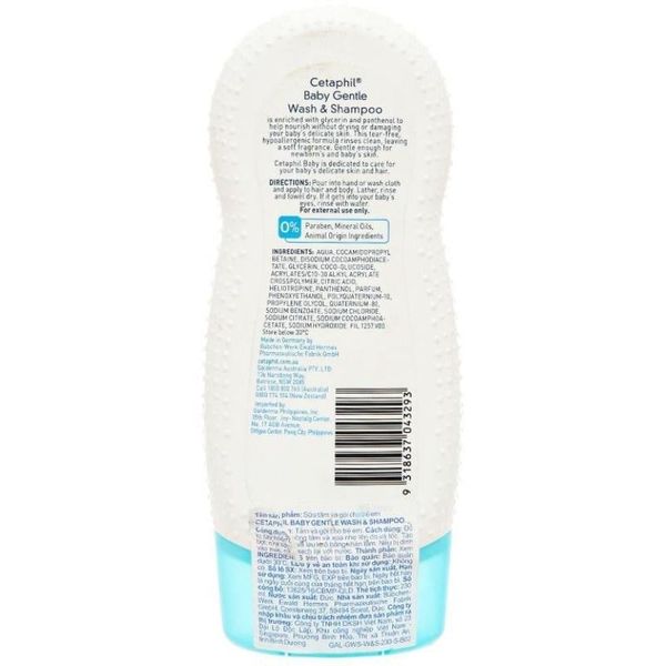 Sữa tắm & gội 2in1 cho bé Cetaphil Baby Gentle hương dịu nhẹ 230 ml