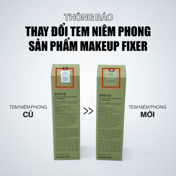 Thông báo: Thay đổi tem niêm phong sản phẩm Xịt Khóa Nền Glamrr Q Vegan Super Stay Makeup Fixer