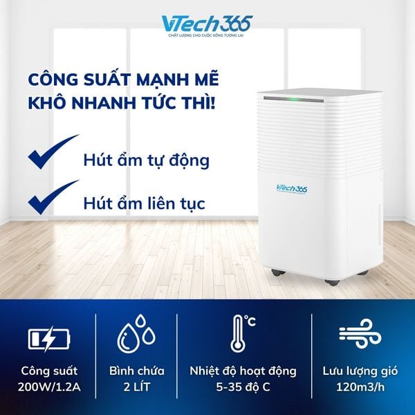 Máy hút ẩm công suất 12L/ngày - thương hiệu VTech365