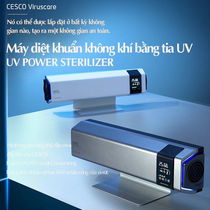 Máy lọc và diệt cả virus COVID-19 trong không khí bằng đèn UV an toàn cesco