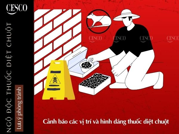 thông báo, cảnh báo về vị trí đã đặt thuốc chuột cho mọi người tránh bị ngộ độc độc thuốc diệt chuột