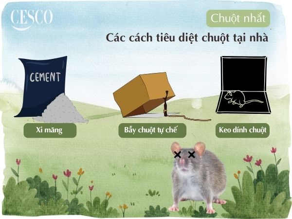 các cách tiêu diệt chuột nhắt là gì? diệt chuột nhắt bằng xi măng, bẫy chuột tự chế