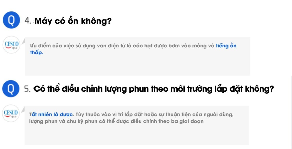 câu hỏi về máy khử mùi, phun hương thơm của cesco airgenic