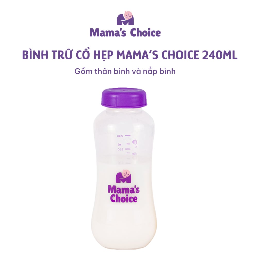 B&igrave;nh trữ sữa cổ hẹp 240ml gồm th&acirc;n b&igrave;nh v&agrave; nắp