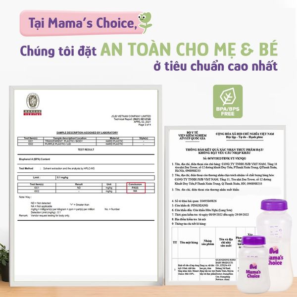 Bình trữ sữa cổ hẹp đạt kiểm định an toàn