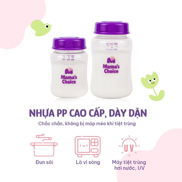Bình trữ sữa làm từ nhựa PP cao cấp, dày dặn